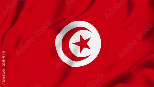 Tunisia waving fabric flag animation seamless looping for sport politics business background