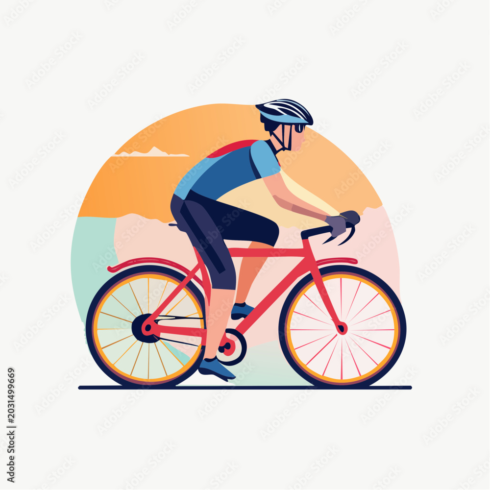 Naklejka premium Cyclist Riding a Bicycle