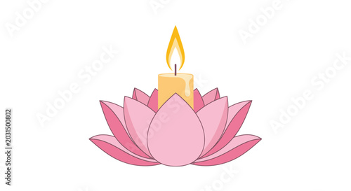 Tableau sur toile Burning Candle in Pink Lotus Flower