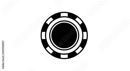 Tableau sur toile Black and white poker chip icon, simple graphic, casino gambling symbol