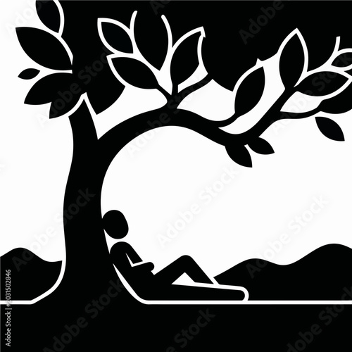 Reading and Relaxing Beneath Tree Branches - AI Generated