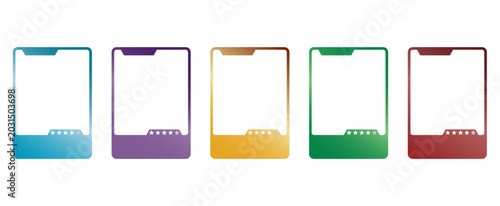 Tableau sur toile Collection of colorful game card frames with star ratings and blank spaces for avatars or stats