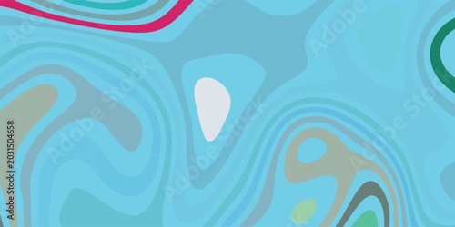 Quadro su tela Futuristic fluid contour background featuring layered wavy lines, soft aqua and