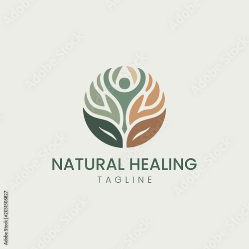 Natural healing holistic wellness logo vector template