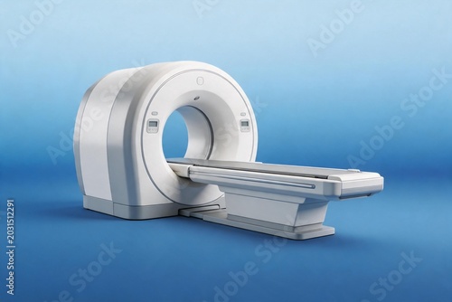 Medical imaging machine on blue background