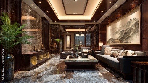 Luxury Hotel Room Interior with Elegant Bedroom Furniture