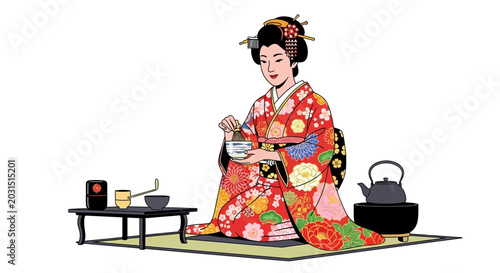 Photos Woman wearing traditional Japanese kimono dress.