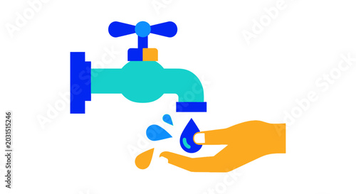 Tableau sur toile Hand under dripping faucet tap.