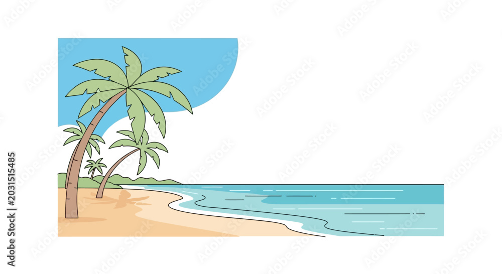 Fototapeta premium Tropical palm trees on sandy beach.