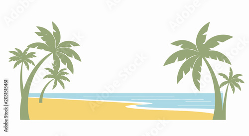 Tableau sur toile Palm trees on sandy beach shore.