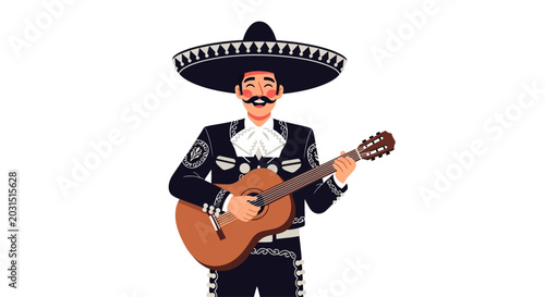 Fotografie Man in sombrero playing guitar.