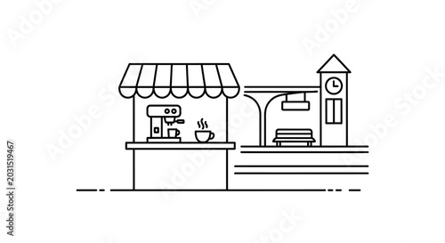 Tableau sur toile Food Cart Vendor Street Food Stand.