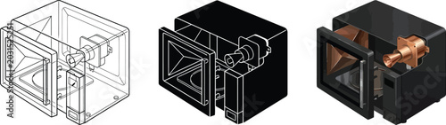 Schilderij op canvas Detailed isometric illustration of a speaker driver presented in wireframe outli