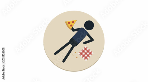 Person Relaxing with Pizza Slice on Picnic Blanket