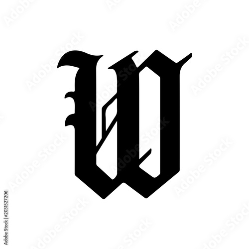 Stylized Gothic Letter W Monogram Graphic