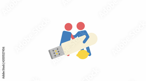 People carrying giant cigarette symbol with lemon