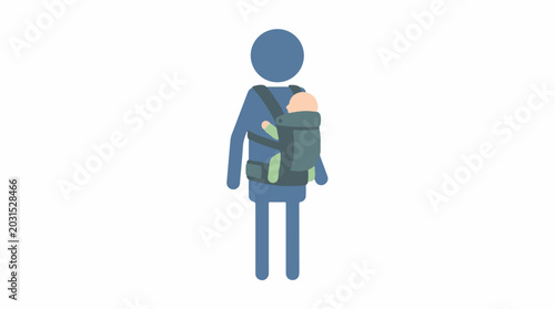 Person carrying a baby in a front ergonomic baby carrier