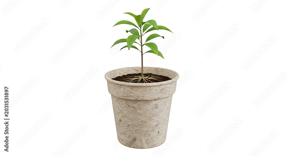 Obraz premium Small potted plant, green sprout, indoor gardening, home decor isolated PNG with Transparent Background Green PNG