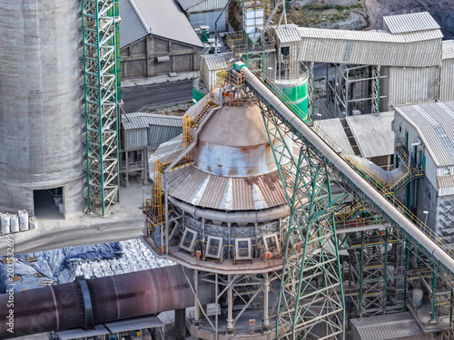 Photography Industrial kiln and metal structures in a cement plant