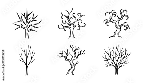 Leafless Tree Silhouettes Set