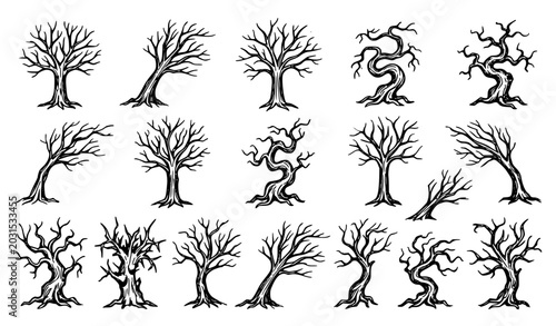 Leafless Tree Silhouettes Set