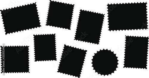 Obraz na płótnie Blank postage stamp silhouette set collection with perforated edges template iso