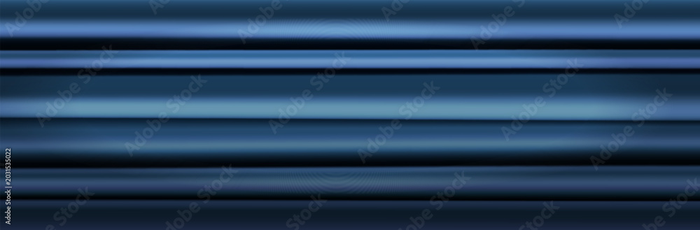 Fototapeta premium Abstract dark blue horizontal lines background with motion blur effect and metallic texture for modern banner or professional header. 