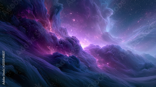 Purple And Blue Nebula Galaxy Cloud Abstract Background