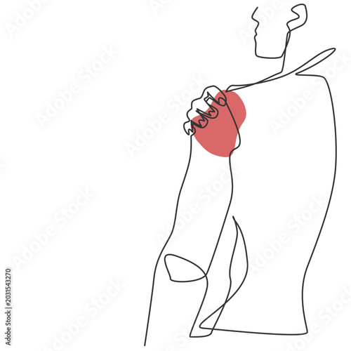 Shoulder Muscle Injury Man Continuous Line Art Vector Illustration