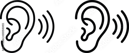 Tableau sur toile Hearing and listening icon with sound waves