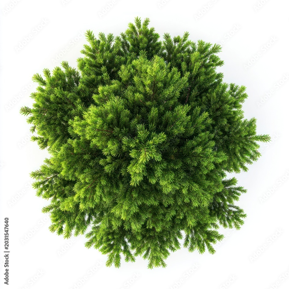 Obraz premium Lush evergreen tree top view.