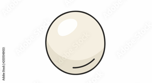 A light-colored, smooth spherical object with a highlight and a slight curve