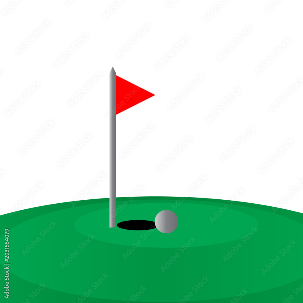 Fototapeta premium Golf course flag ball sport design 