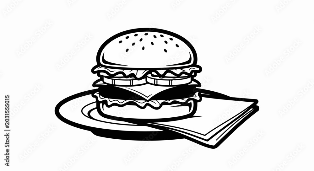 Fototapeta premium Delicious Double Decker Hamburger.