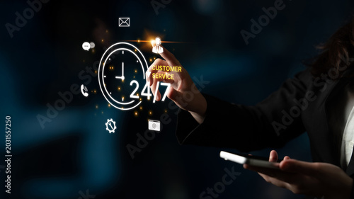 Photography Concept of 24-hour customer service