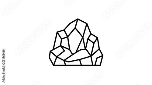 Geometric Rock Formation Outline Icon.