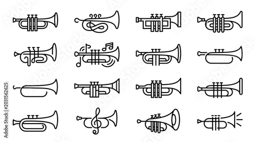 Cuadro en lienzo Collection of Trumpet Icons and Illustrations.