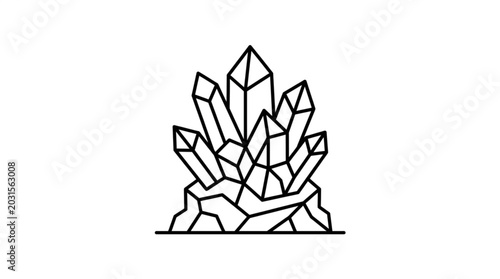 Konstfotografi Geometric Crystal Cluster Illustration Line Art.