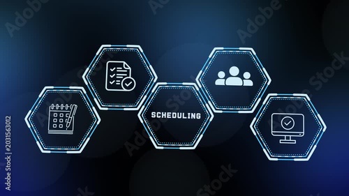Time management and project scheduling calendar concept. Futuristic technical HUD dashboard tracking operational deadlines and agenda planning.
