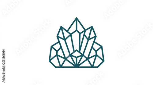 фотографія Geometric Crystal Crown Icon Line Art.