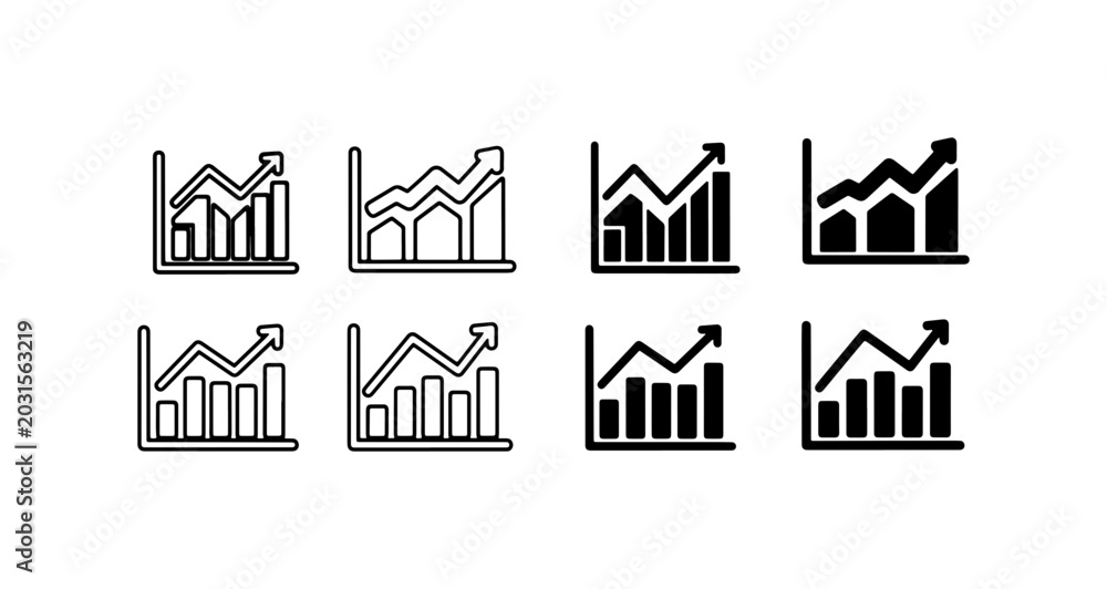 Fototapeta premium Bar Chart Icons, Growth Graphs, Business Analytics, Data Visualization Set