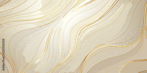 Cuadro en lienzo abstract golden lines background elegant swirling marble texture with beige tone