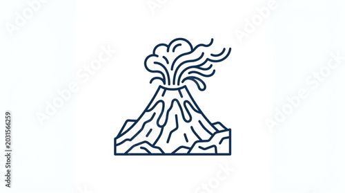 Foto Illustration of an erupting volcano with smoke and lava.