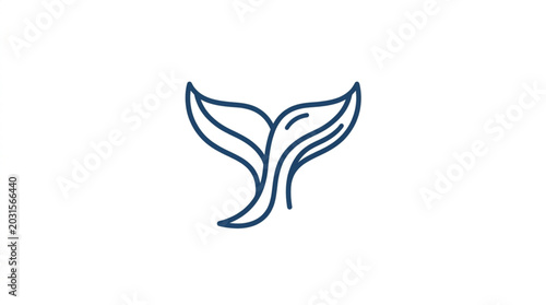 Minimalist Whale Tail Icon Line Art.