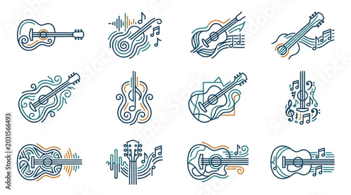 Foto Musical Instruments Guitar Violin Cello Abstract Design.