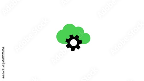 Modern cloud settings icon with gear symbol representing cloud management, server configuration, software settings, and digital systems. Cloud with gear icon.
