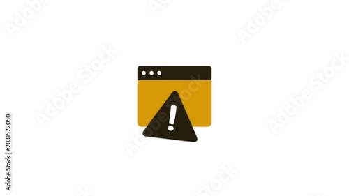 Browser warning icon with alert symbol representing website error, security notification, system warning, and internet protection alerts.