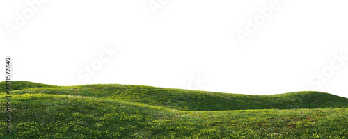 Valokuva Rolling grassy hill terrain isolated on transparent background for landscape and environment design asset