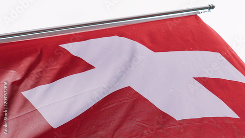 Switzerland National Flag Waving in Wind