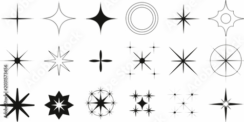 Quadro em tela collection of abstract starburst and orbital icons on a white background